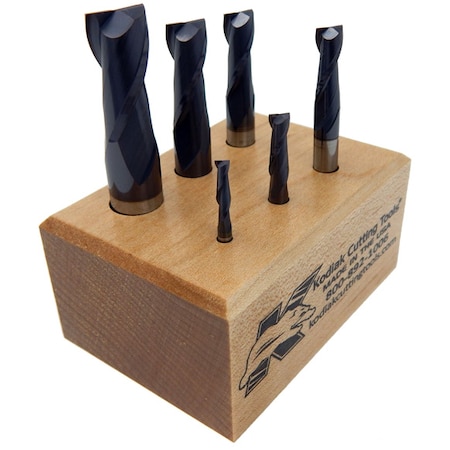 Kodiak Cutting Tools 2 Flute Regular ALTiN Coated Carbide End Mill Set, 6pc 1/8-1/2 56310043